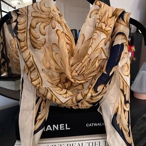 Echo Elegant Gold and Navy Scarf